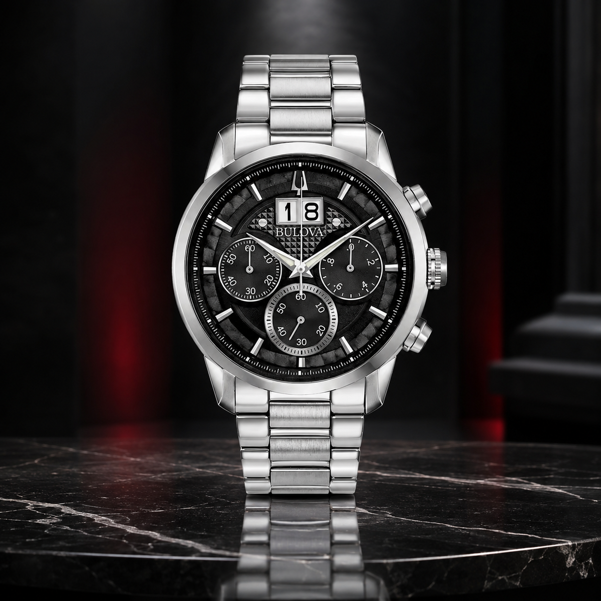 Bulova Classic 96B319 Men's Black Dial 6-Hand Chronograph Watch