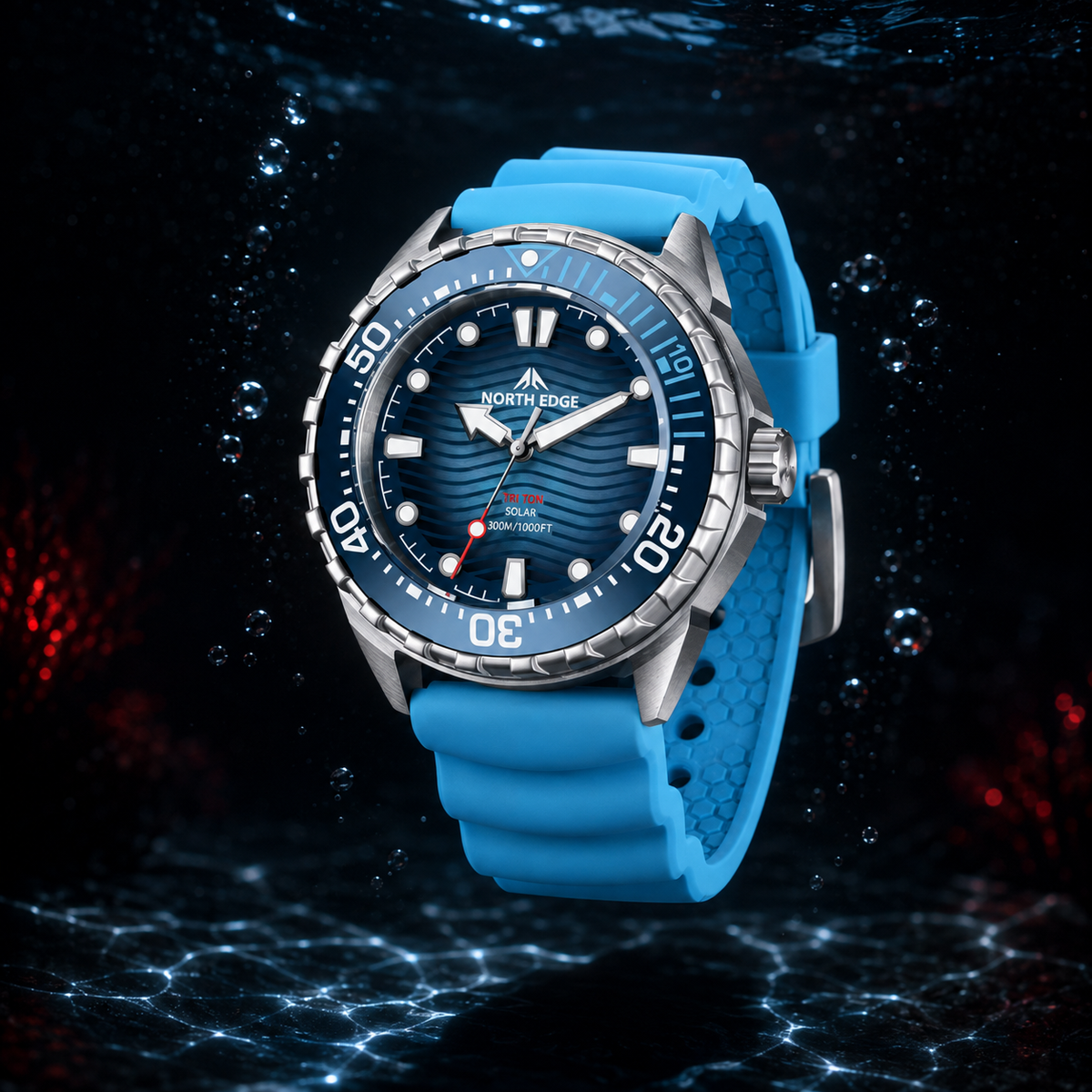 NORTH EDGE TRITON solar dive watch with ceramic bezel, 300M water resistance – ALDEVOR
