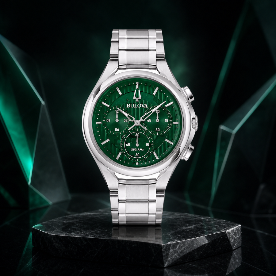 Bulova CURV Chronograph Men's Green Watch 96A297